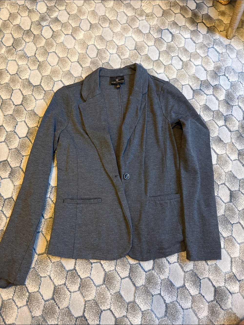 Worthington Dark Gray Button Ponte Blazer